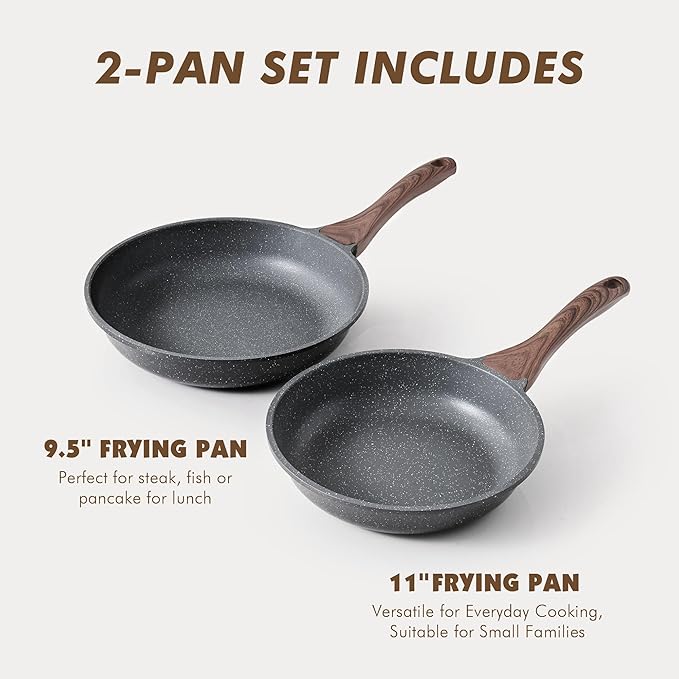 SENSARTE Nonstick Frying Pan Skillets, Swiss Granite Coating Omelette Pans - Image 3
