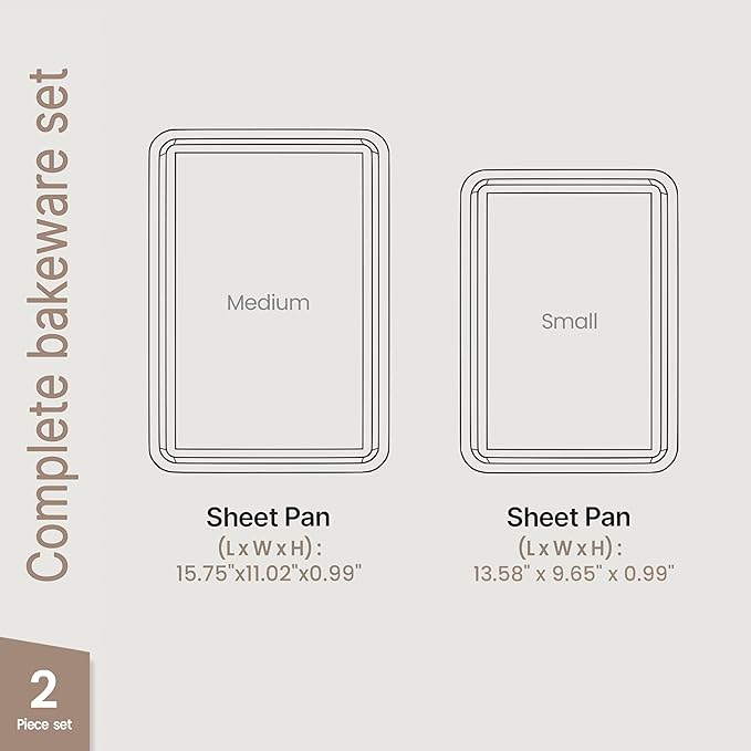 Diamond Bottom Cookie Sheet Set of 2, Nonstick Gray Carbon Steel Baking Pans - Image 2