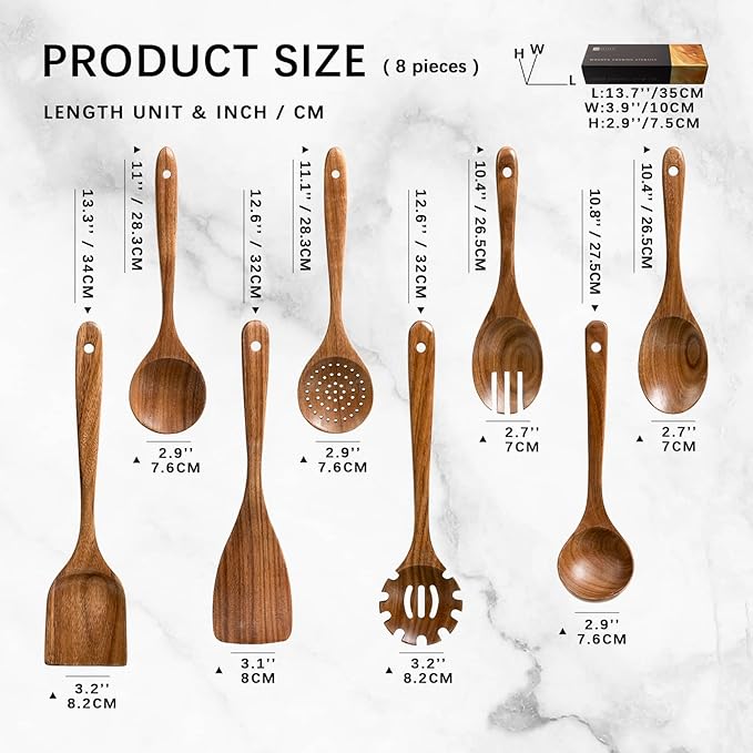Wooden Spoons for Cooking, Nonstick Cooking Utensil Set - Image 2