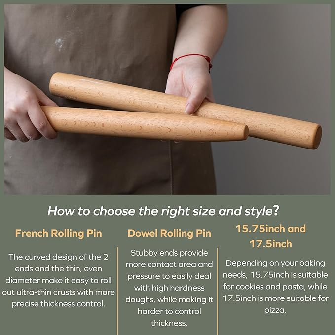 Muso Wood Wooden French Rolling Pin - Image 6