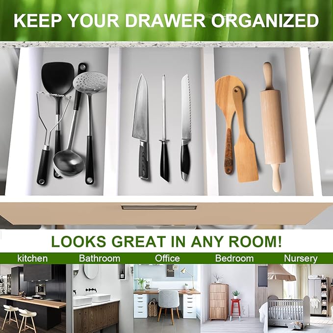 ANTOWIN Bamboo Drawer Dividers Organizers, Expandable Drawer Separators Splitter - Image 5