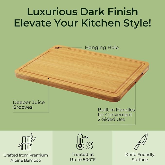 Keechee Chopping Board 2-Pcs Natural Bamboo Cutting Board - Image 5