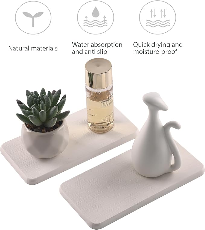 NiuYichee 2 Pcs Water Absorbing Stone Trays, Kitchen/Bathroom Sink Soap Dish - Image 2