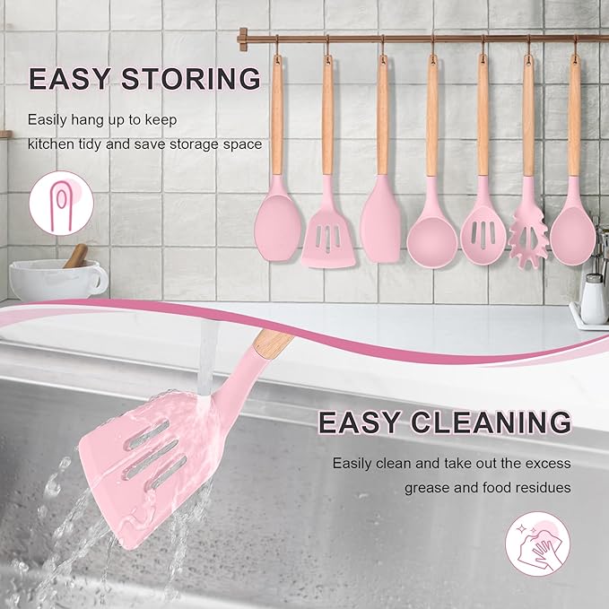P&P CHEF Silicone Cooking Utensils Set, 8-Piece Kitchen Cooking Utensil - Image 7