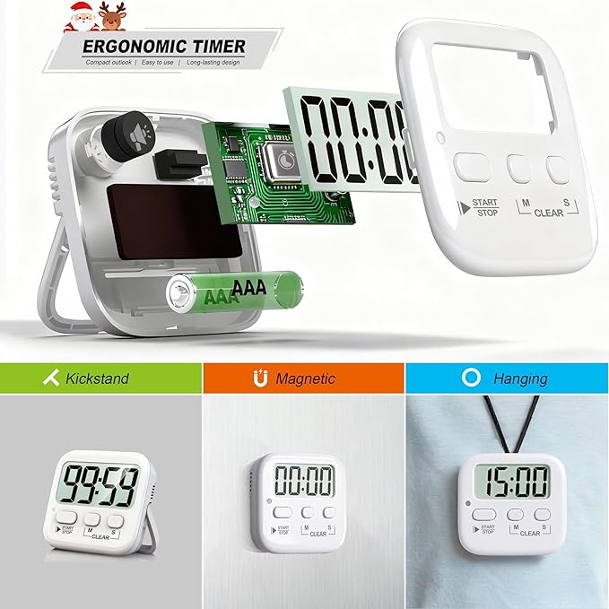 Antonki 2 Pack Digital Timer for Kids, Magnetic Countdown Kitchen Timers for - Image 5
