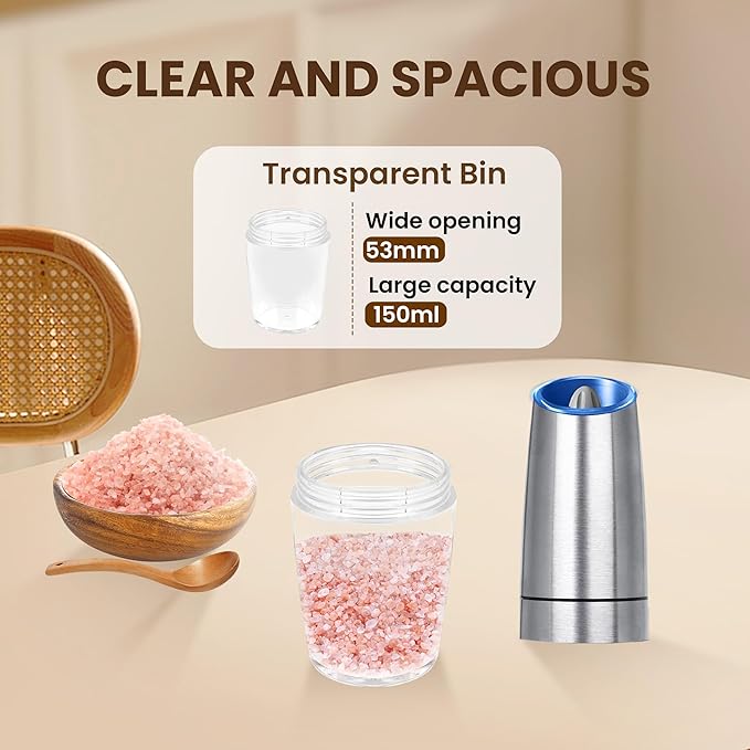 Gravity Electric Salt And Pepper Grinder Set, Automatic Salt And Pepper Grinder - Image 5