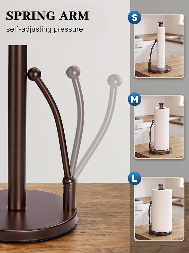 SMARTAKE Paper Towel Holder, Paper Towel Dispenser Standing Weighted Base Non - Image 2