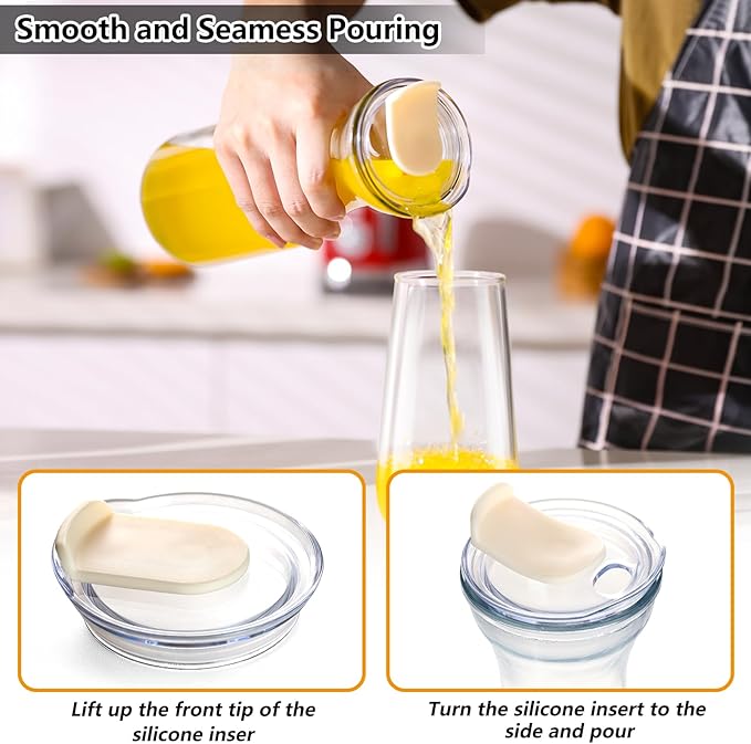 Set of 4 Glass Carafes with Flip Top Lids – Clear Glass Water Pitchers and - Image 3
