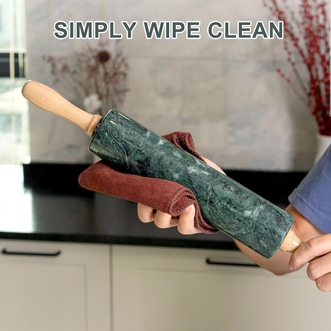 Koville Indian Green Marble Rolling Pin, Non-Stick Stone Dough Roller, 18 Inch - Image 6