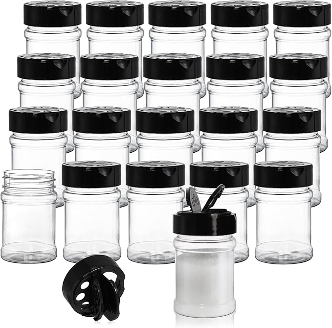 Yesland 20 Pack Plastic Spice Jars Bottles, 5 Oz PET Spice Containers BPA Free by Yesland