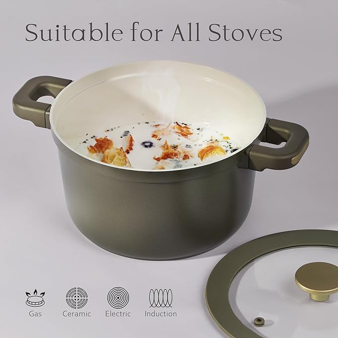 CAROTE Ceramic Saucepan Set 5.5QT/3QT/2QT，Nonstick Cooking Pots Set - Image 5