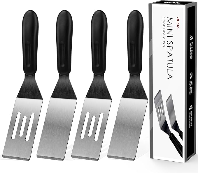 Small Spatula Professional Mini Serving Spatula, 4 Pieces Stainless Steel Metal by RCMo