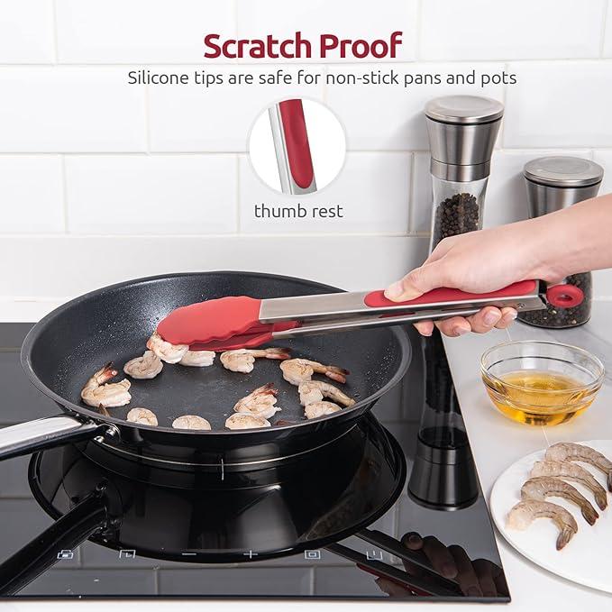 600ºF Heat Resistant Kitchen Tongs: U-Taste 12 inch Large Silicone Cooking Tong - Image 9
