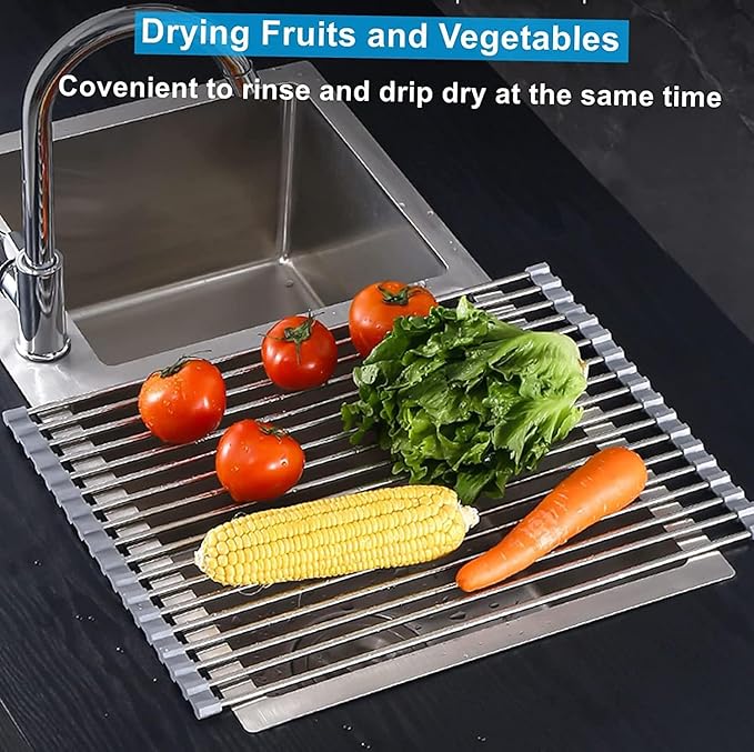 Seropy Extra Large 20.5"x13.7" Roll Up Dish Drying Rack Over The Sink Dish - Image 3