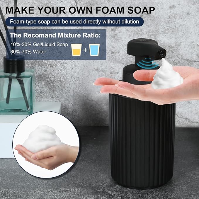 Automatic Soap Dispenser Foaming Touchless: 9oz Black Plastic - Image 2