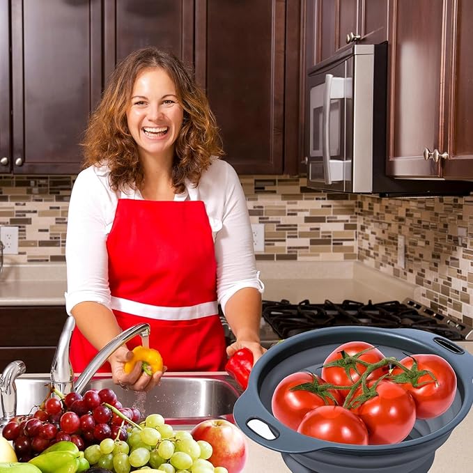 Black Silicone Collapsible Colanders - Image 9