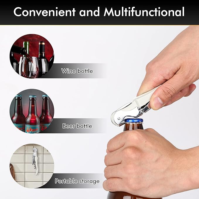 Professional Waiter Corkscrew Wine Openers Set, Heavy Duty Stainless Steel - Image 6