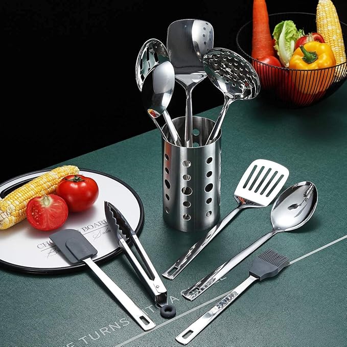 Stainless Steel Cooking Utensils Set, Berglander 13 Pieces Kitchen Utensils Set - Image 4