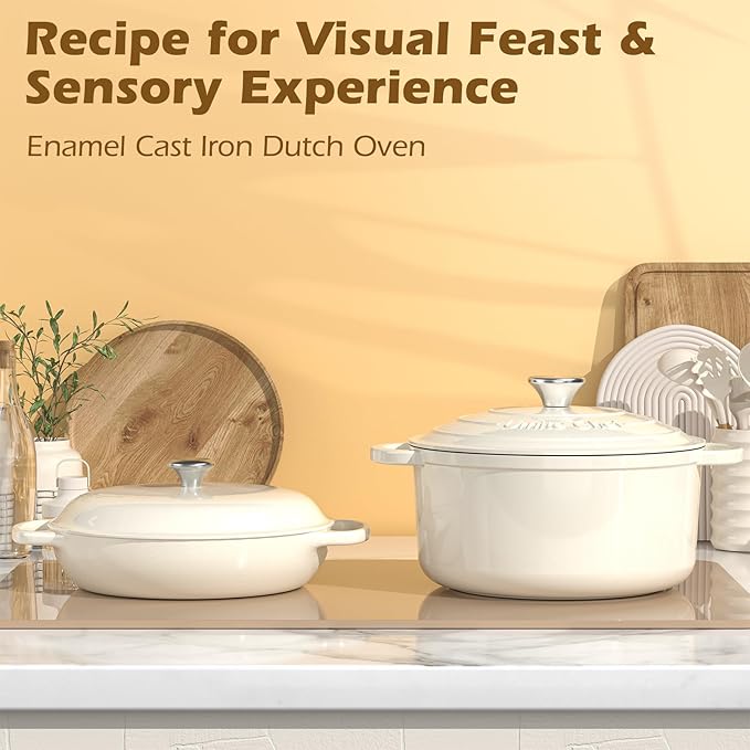 Umite Chef Enameled Cast Iron Dutch Oven-7QT Pot - Image 7