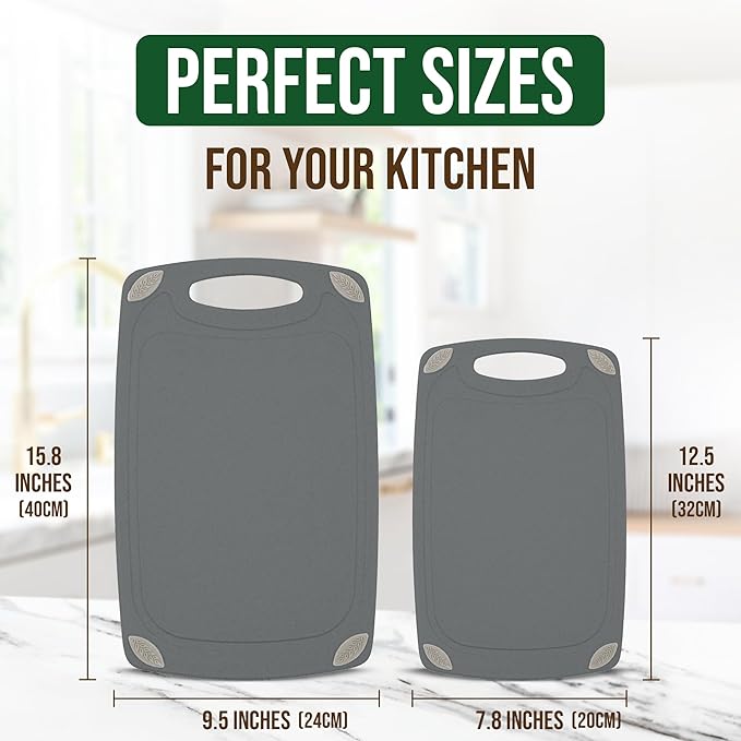 AXIOM CREATIONS 2-Piece Reversible Cutting Board Set Made from Natural Food - Image 3