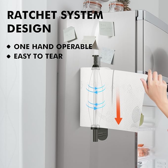 KIHOGEM Magnetic Paper Towel Holder, One Hand Operable Paper Towel Holder Wall - Image 3