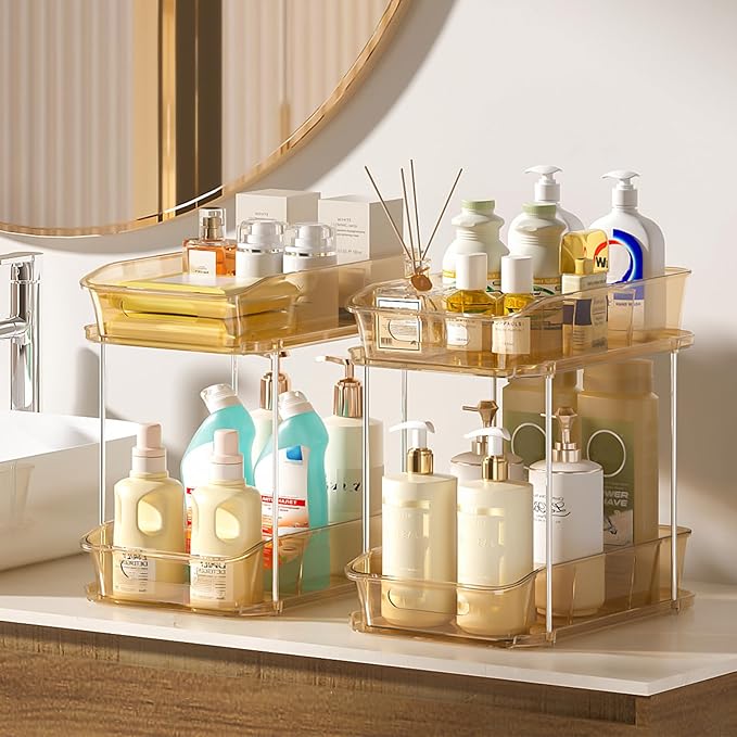Delamu 2-Tier Under Sink Organizers and Storage, Pull Out Kitchen Pantry - Image 6