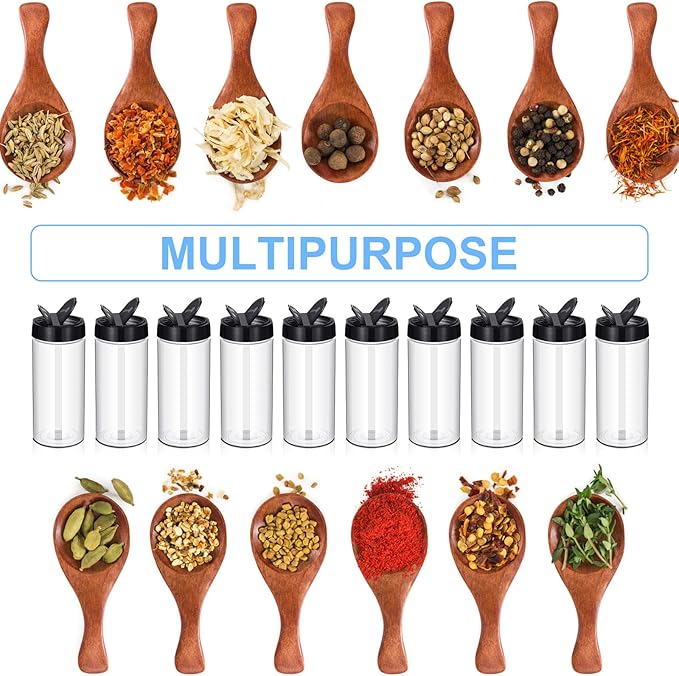Zhehao 24 Pieces Plastic Spice Containers Plastic Spice Bottles Clear Reusable - Image 3
