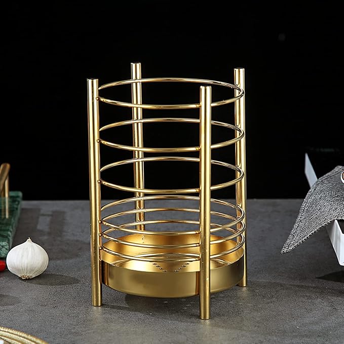 Gold Kitchen Utensil Holder for Kitchen Counter, Stainless Steel Utensil Crocks - Image 3