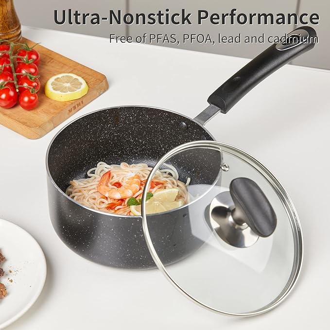 Nonstick Saucepan Set with Lid, Non Stick 1.5QT & 2.5QT Sauce Pan Set with - Image 6