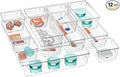 WOWBOX 12 Pack Clear Drawer Organizer Set, Acrylic Drawer Storage Trays by WOWBOX