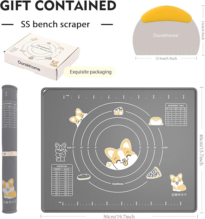 Ourokhome Silicone Baking Mat Sheet and Pastry Dough Cutter, 0.5 Inch Thick - Image 2