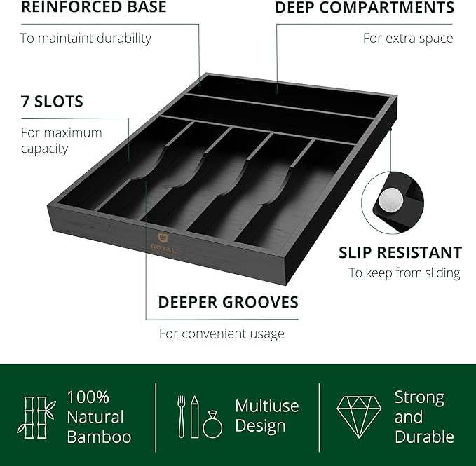 ROYAL CRAFT WOOD Luxury Bamboo Kitchen Drawer Organizer - Image 2