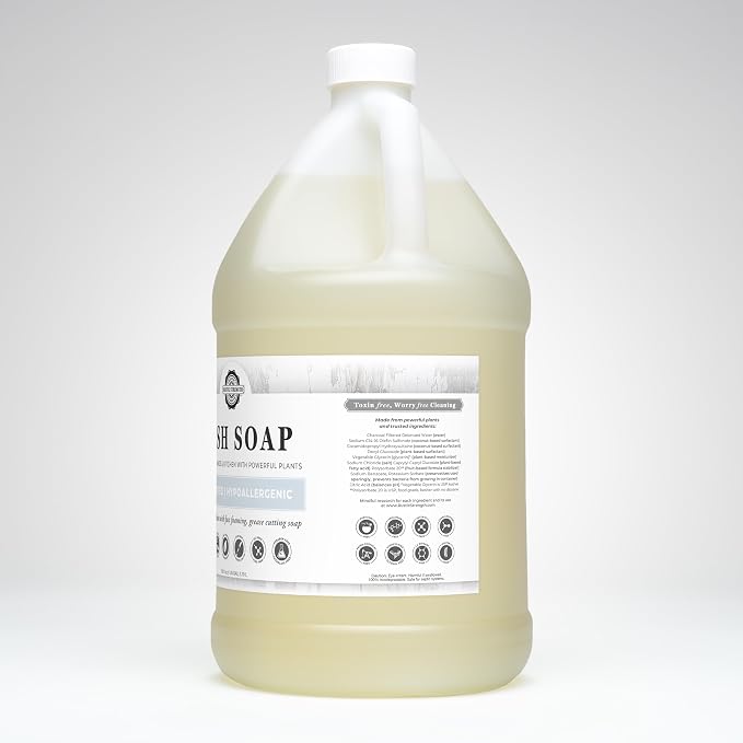 Rustic Strength Unscented Dish Soap, Gallon Plastic | High-Lathering, Concentrated,Plant-Based Formula,No Added Fragrance