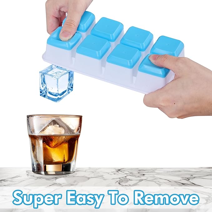 Large Ice Cube Trays with Lid, Jrisbo 2 Pack Stackable Silicone Ice Cube Molds - Image 5