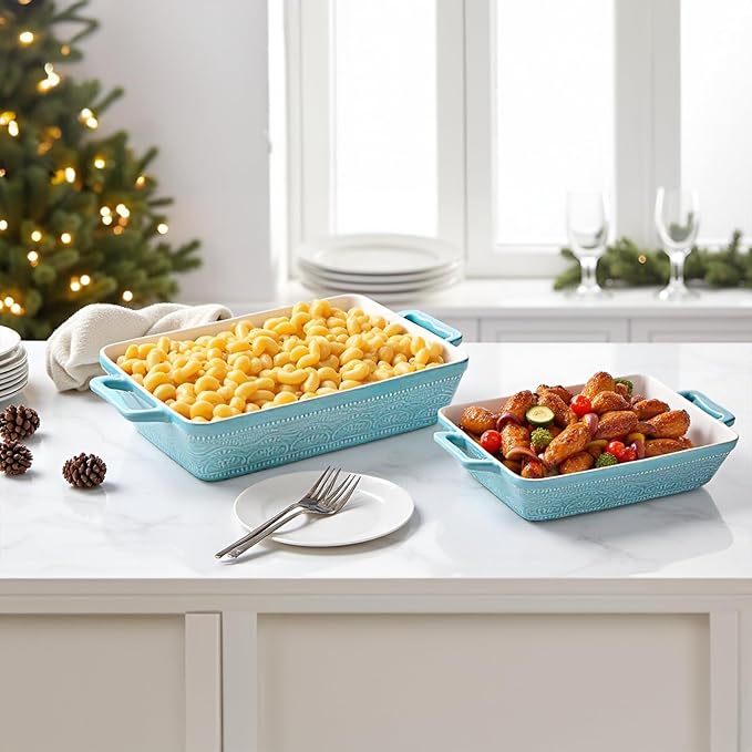 Hacaroa Set of 3 Ceramic Baking Dishes, Rectangular Bakeware - Image 8