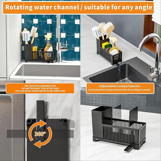 Sink Caddy & Kitchen Sink Organizer, Plastic Kitchen Countertop Organizer - Image 4