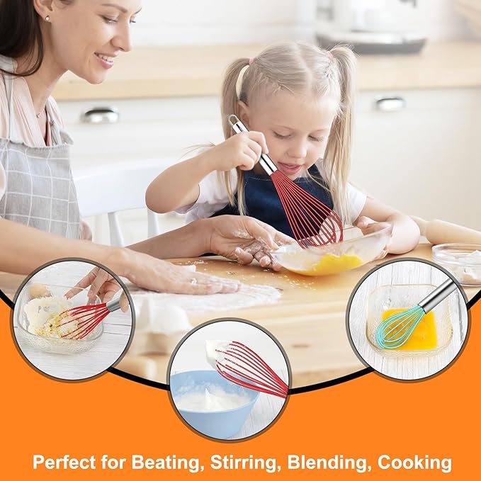 HOTEC 4 Pieces Silicone Whisks Set, Wire Balloon Whisks Egg Beater, Non-slip - Image 9