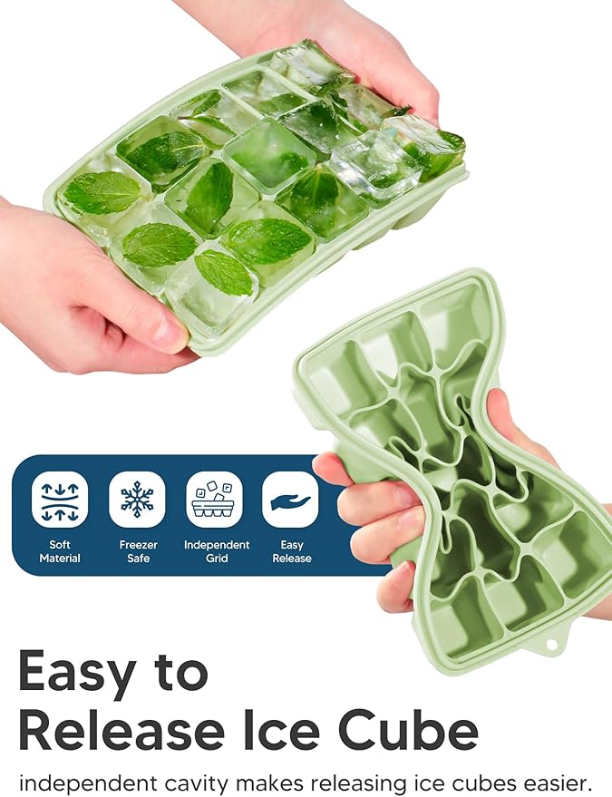 Silicone Ice Cube Tray, 2 Pack Ice Trays - Image 3