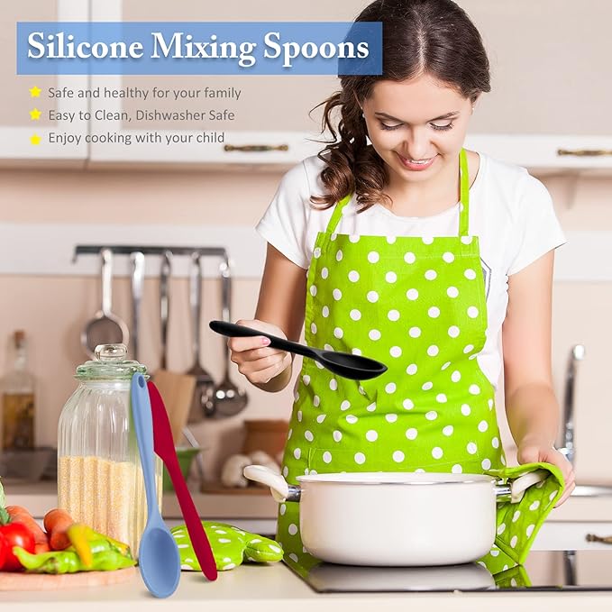 Shappy 4 Pieces Silicone Cooking Spoons 10.6 Inch Heat Resistant Kitchen Spoons - Image 6