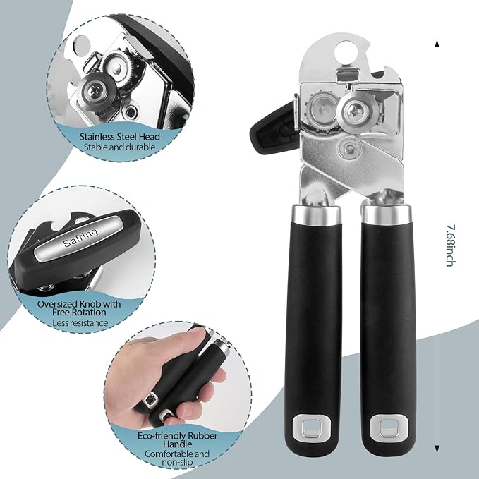 Safring Can Opener Manual, Heavy Duty Handheld Strong Can Opener - Image 2