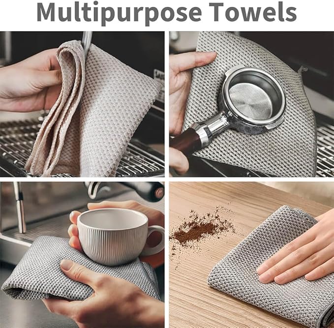 Barista Towel 6 Pack, Extra Thick Microfiber Coffee Cleaning Cloths, Espresso - Image 5