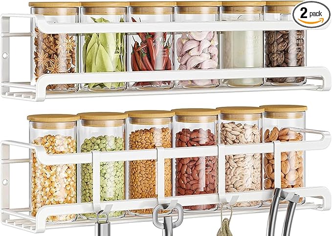 Bunoxea Spice Rack wall mounted 2 Pack, Space-Saving Spice Organizer by Bunoxea