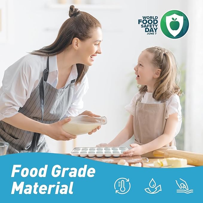 ChefAide Ice Cube Tray with Lid, 2 Packs 28 Cubes Durable Stackable Ice Cube - Image 5