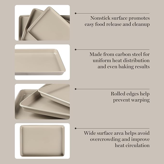 Martha Stewart Gallen 3-Piece Cookie Sheet Set – 13", Ceramic Nonstick - Image 4