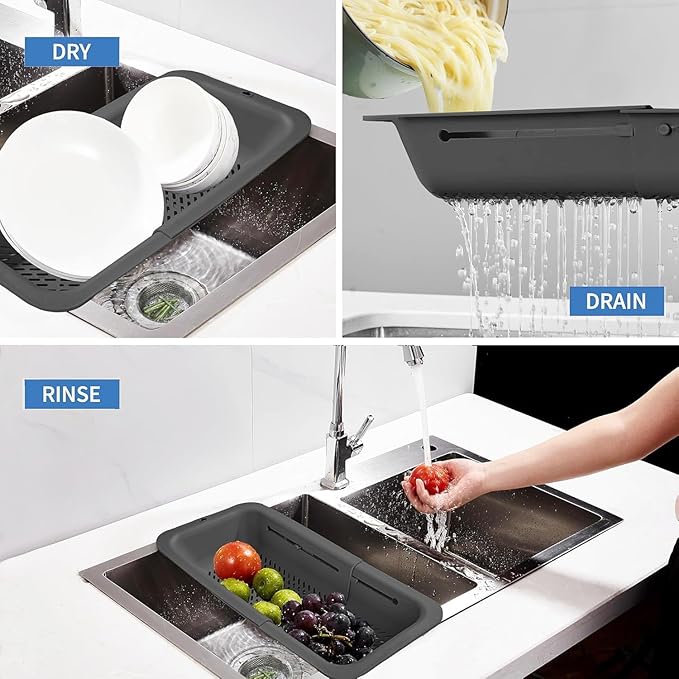 LASSHSWA Collapsible Colander for Kitchen, Over the Sink Strainer Basket for - Image 3