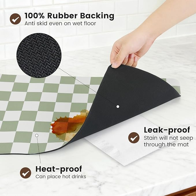 17" x 32" Checkered Dish Drying Mat - Image 4