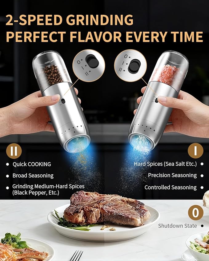 Gravity Electric Salt and Pepper Grinder Set - Image 2