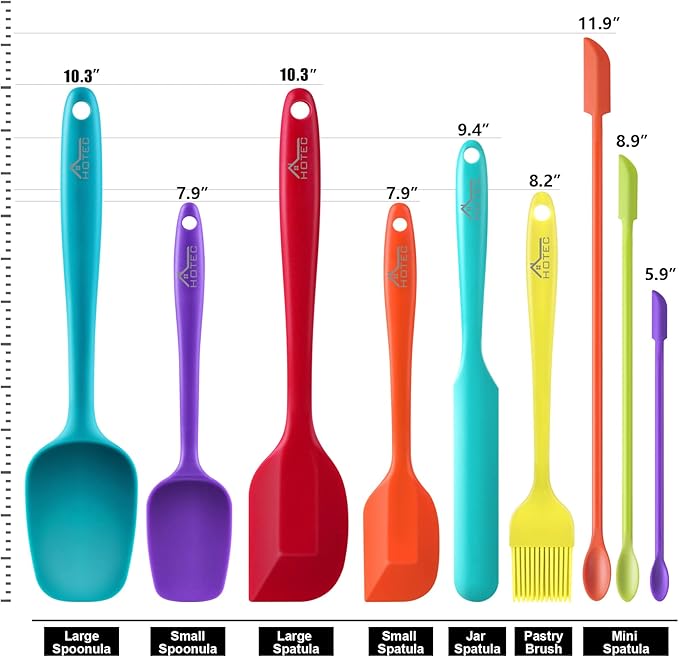 HOTEC BPA Free Heat Resistant Silicone Spatula Set Kitchen Utensils - Image 2