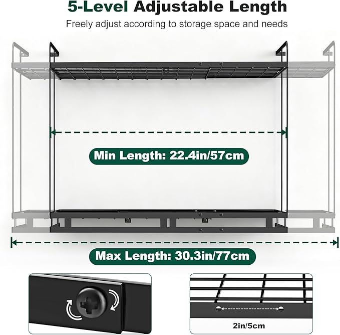 Housolution Pot Rack Wall Mounted, 3 Level Height Adjustable, 2 Tier Heavy Duty - Image 3