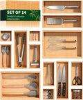 Bamboo Drawer Organizer 14 Pcs for Kitchen Multi-purpose Storage Dividers for by MakeyourLifeBetter